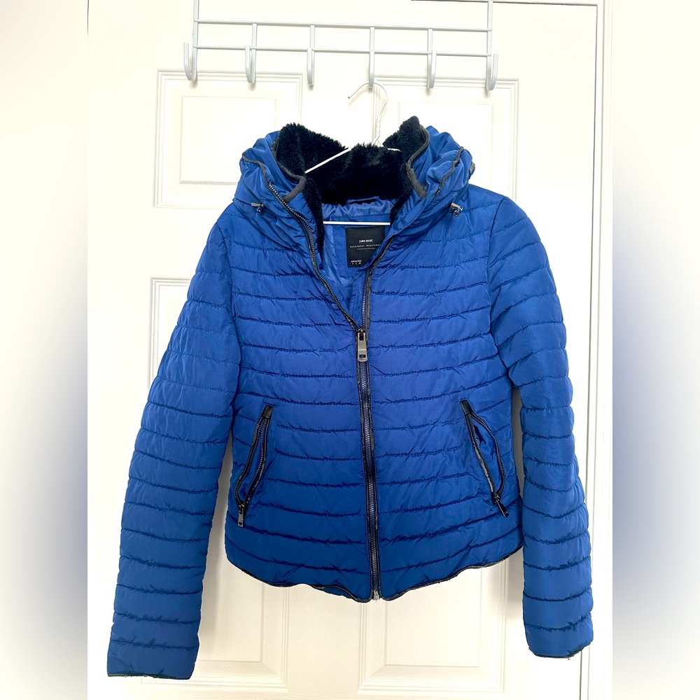 Zara Women Blue Puffer Jacket